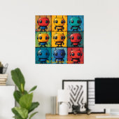 Pop Art Robot Grid Colorful Wall Art Poster (Heimbüro)