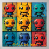 Pop Art Robot Grid Colorful Wall Art Poster (Vorne)