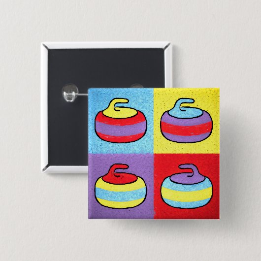 Pop Art Rocks Curling Design Button (Vorne & Hinten)