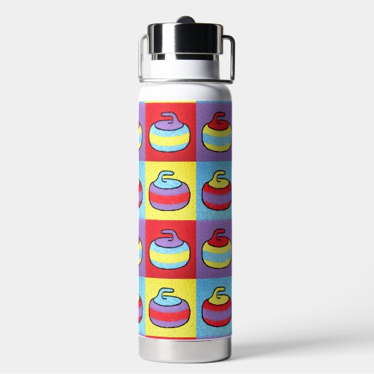 Pop Art Rocks Curling Design Trinkflasche (Hinten)