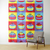 Pop Art Rocks Curling Stone Design Wandteppich (Beispiel)