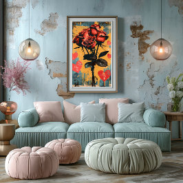 Pop Art Romántico: Ramo de Rosas Fotodruck