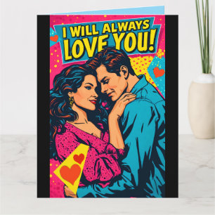 Pop Art Romantische Liebe Blau Magenta Gelb Karte