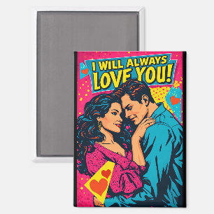 Pop Art Romantische Liebe Blau Magenta Gelb Magnet