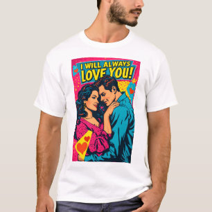 Pop Art Romantische Liebe Blau Magenta Gelb  T-Shirt