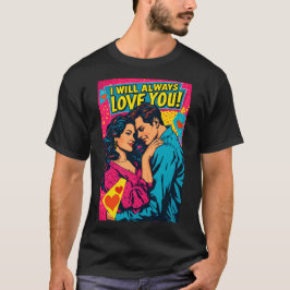 Pop Art Romantische Liebe Blau Magenta Gelb T-Shirt