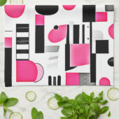 Pop-Art-Rosa-Geometrie-Design Geschirrtuch (Gefaltet)