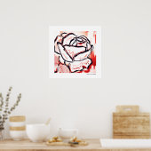 Pop Art Rote Rose Decorative Lineart Poster Print (Küche)