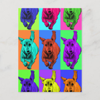Pop Art Running Dackel Ohren flattern Postkarte