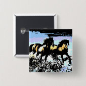 Pop Art Running Horses Button (Vorne & Hinten)