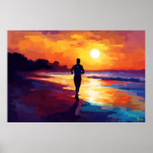 Pop Art Running on Sunset - Beach Jogger Art Poster (Vorne)