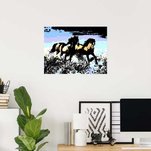 Pop Art Running Pferde Print Poster (Heimbüro)