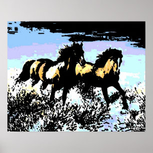 Pop Art Running Pferde Print Poster