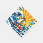 Pop art Sailboat Themed Boy's Birthday Serviette (Ecke)