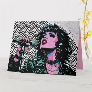 Pop Art Sänger Halftone Punk Rocker Musikliebhaber Karte