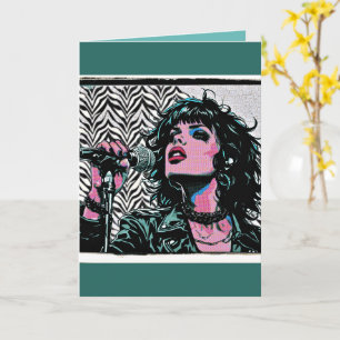 Pop Art Sänger Halftone Punk Rocker Musikliebhaber Karte