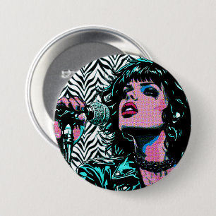 Pop-Art-Sänger Teal Pink Musiker Musikliebhaber Button