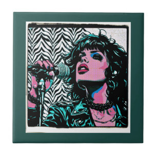Pop-Art-Sänger Teal Pink Musiker Musikliebhaber Fliese