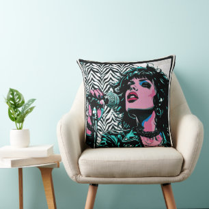 Pop-Art-Sänger Teal Pink Musiker Musikliebhaber Kissen