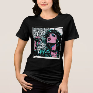 Pop-Art-Sänger Teal Pink Musiker Musikliebhaber Tri-Blend Shirt