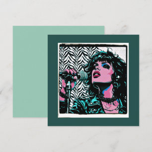 Pop-Art-Sängerin Teal Pink Punk-Rockerin Musiklieb Karte