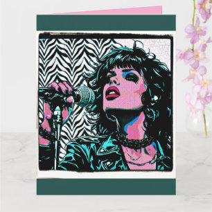 Pop-Art-Sängerin Teal Pink Punkrockerin Musikliebh Karte