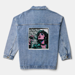 Pop-Art-Sängerin Türkisrosa Musiker Musikliebhaber Jeansjacke