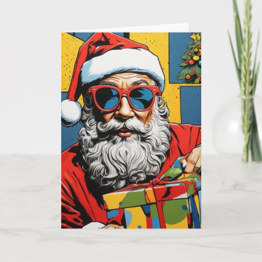 Pop Art Santa Card | Custom Collage Christmas Karte (Vorderseite)