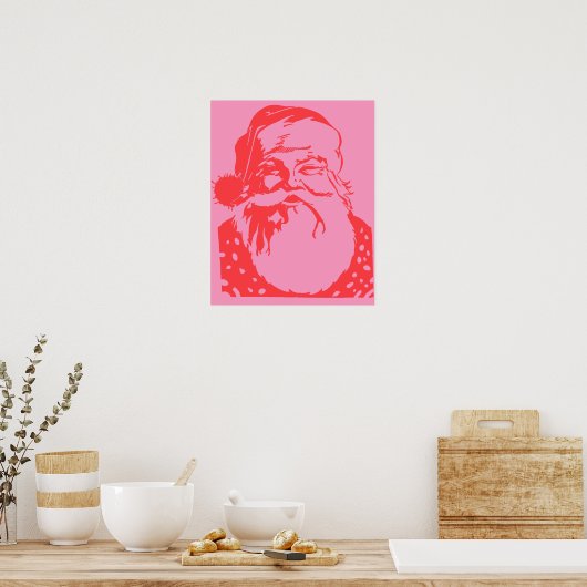 Pop Art Santa Pink Rot Poster (Küche)