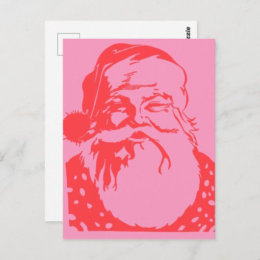 Pop Art Santa Pink Rot Postkarte (Vorne/Hinten)