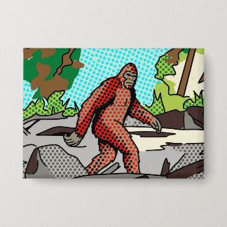 Pop Art Sasquatch Forest Comic Panel Graphic Button