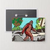 Pop Art Sasquatch Forest Comic Panel Graphic Button (Vorderseite/Rückseite)