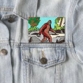 Pop Art Sasquatch Forest Comic Panel Graphic Button (Insitu)