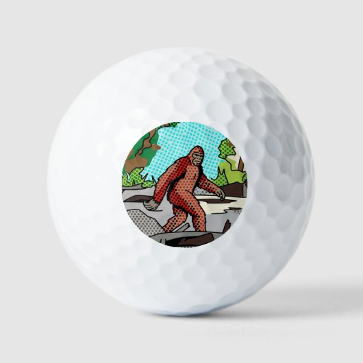 Pop Art Sasquatch Forest Comic Panel Graphic Golfball (Vorderseite)