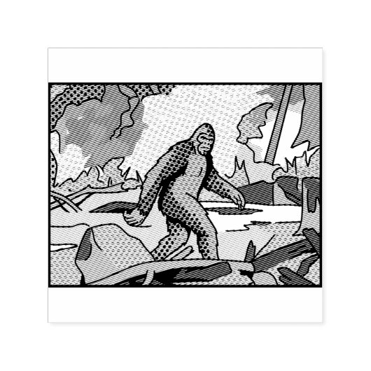 Pop Art Sasquatch Forest Comic Panel Graphic Permastempel (Design)