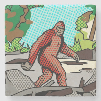 Pop Art Sasquatch Forest Comic Panel Graphic Steinuntersetzer