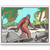 Pop Art Sasquatch Wald Comic-Panel-Grafik Aufkleber (Vorderseite)
