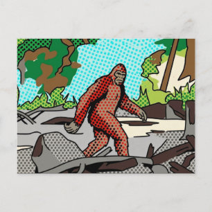 Pop-Art-Sasquatch-Wald-Comic-Panel-Grafik Postkarte