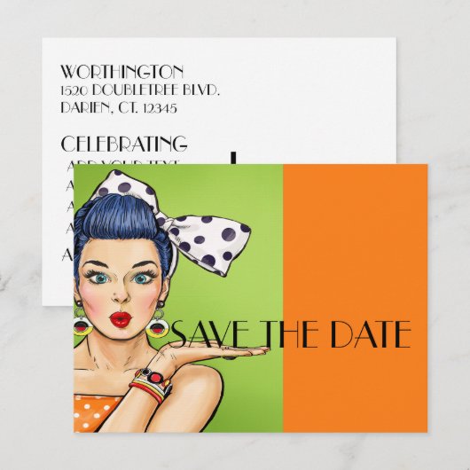 Pop Art SAVE THE DATE Postkarte (Vorne/Hinten)