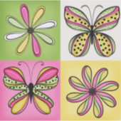 Pop-Art-Schmetterlinge und Blumen Aufkleber (Vorderseite)