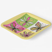 Pop-Art-Schmetterlinge und Blumen Pappteller (Gewinkelt)