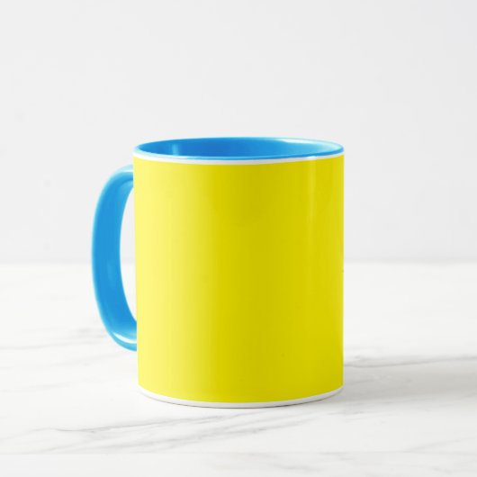 Pop Art Schnappgelb und blau Tasse (Vorderseite Links)