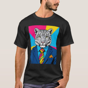 Pop-Art-Schneeleopard im Geschäftsanzug T-Shirt