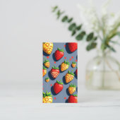 Pop-Art-Schokoladen-Erdbeeren mit QR-Code Visitenkarte (Stehend Vorderseite)