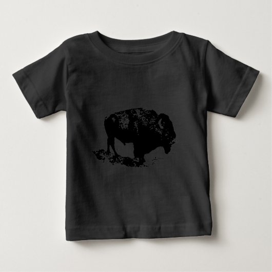 Pop Art Schwarz-weiß Buffalo Bison Silhouette Baby T-shirt (Vorderseite)