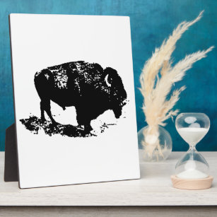 Pop Art Schwarz-weiß Buffalo Bison Silhouette Fotoplatte