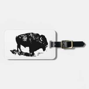 Pop Art Schwarz-weiß Buffalo Bison Silhouette Gepäckanhänger