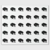Pop Art Schwarz-weiß Buffalo Bison Silhouette Geschenkpapier (Flach)
