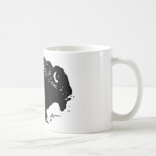 Pop Art Schwarz-weiß Buffalo Bison Silhouette Kaffeetasse (Rechts)
