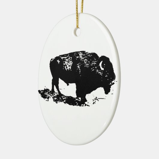 Pop Art Schwarz-weiß Buffalo Bison Silhouette Keramik Ornament (Links)
